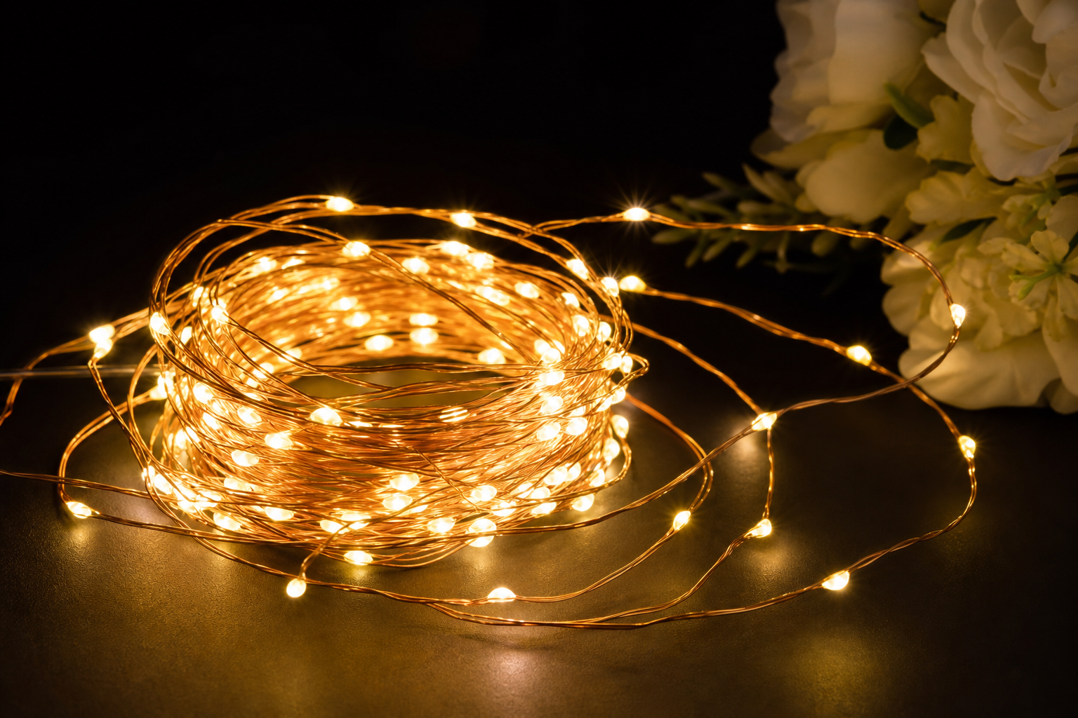 Copper Wire LED Fairy Lights 10m 100LED Battery