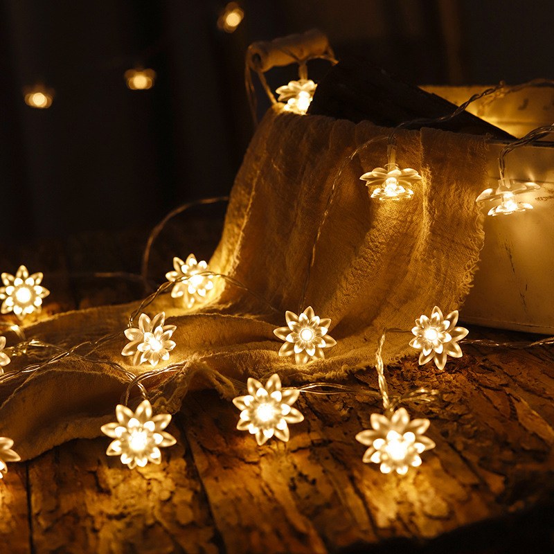 C LED string light-Lotus flower-3AA -transparent