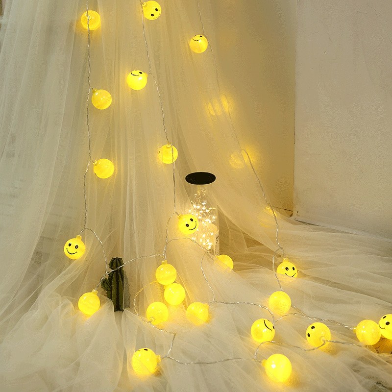 Smile Face ball shaped LED string light-2AA