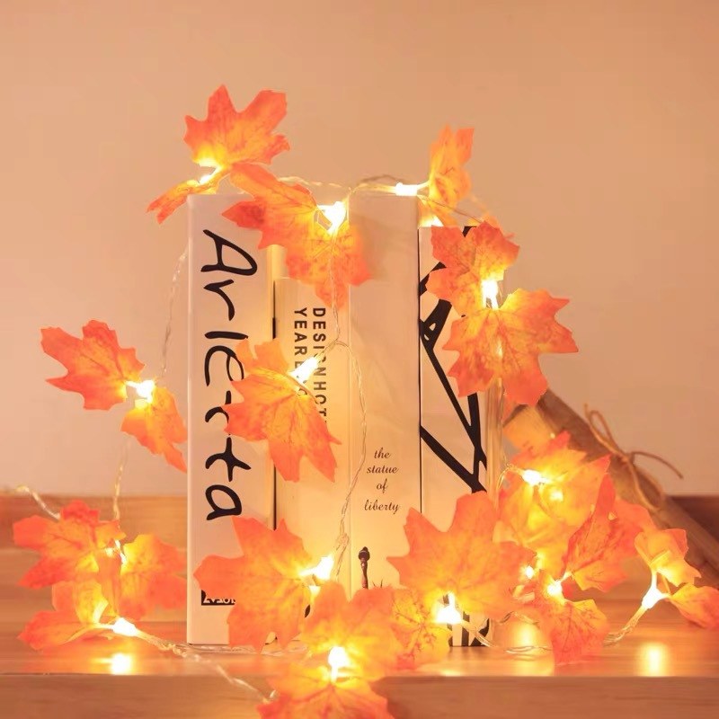 Artificial maple leaf shaped LED string light-2AA
