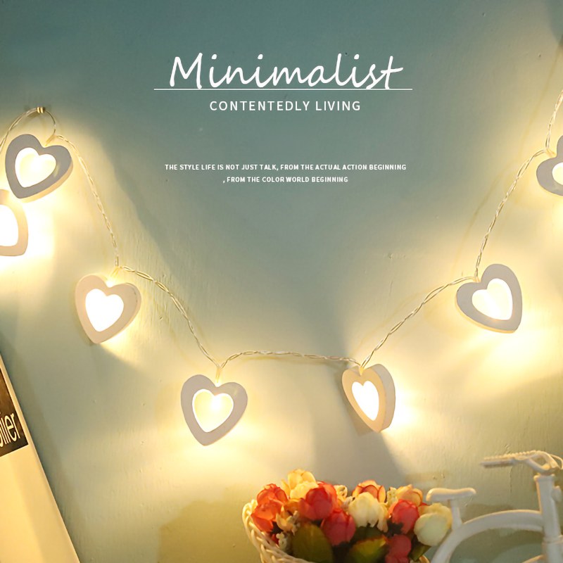 3AA Wooden Heart shaped LED string light