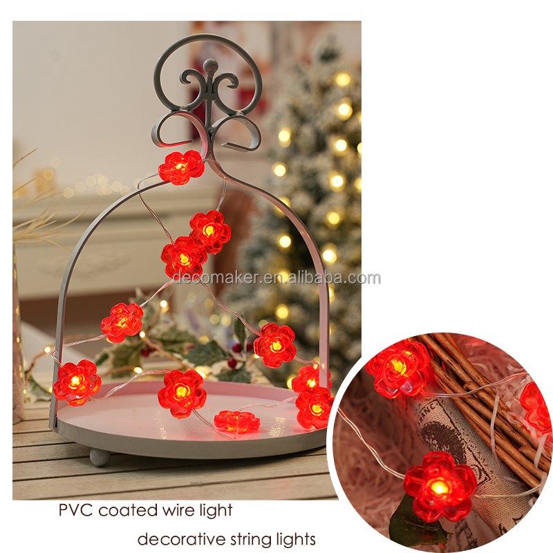 PVC coated wire light-Red flower