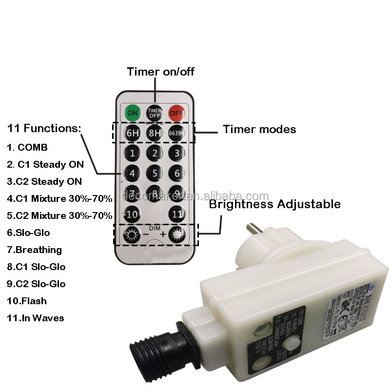 3 Times+4 Dimmer+11 Function battery box powered, warm white multicolor changing 3D WRGB PP ball string light