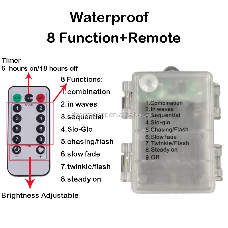 DBL-IP44-RC-2C8F Battery String Light with Remote indoor and outdoor use