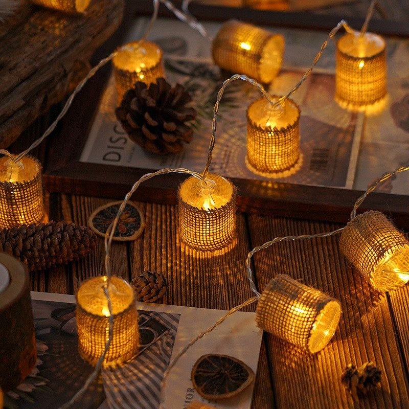 LED string light-Jute Lantern Light