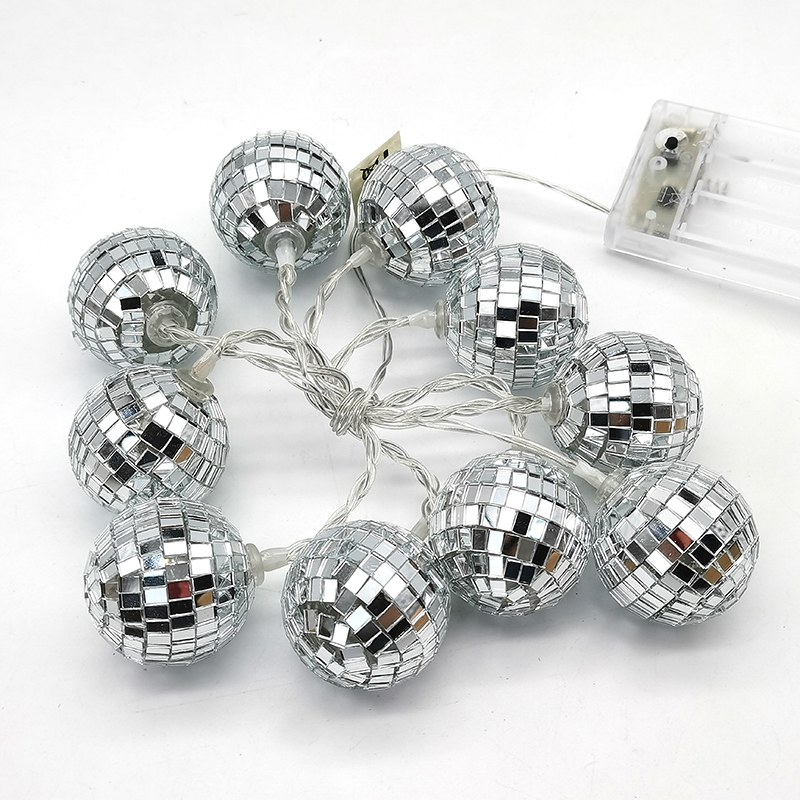 LED string light-mirror ball