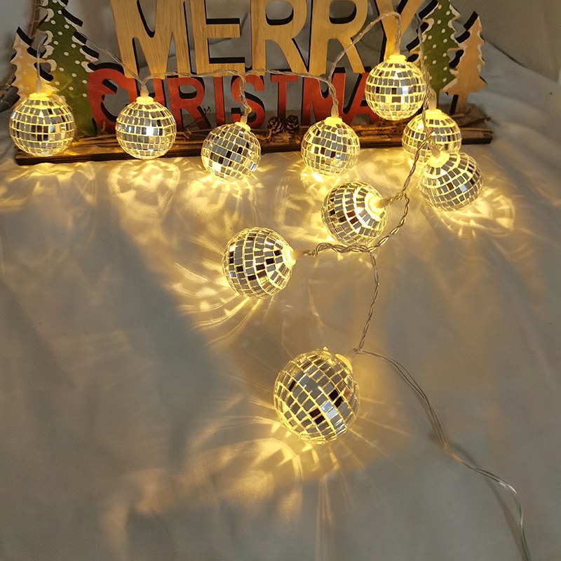 LED string light-mirror ball