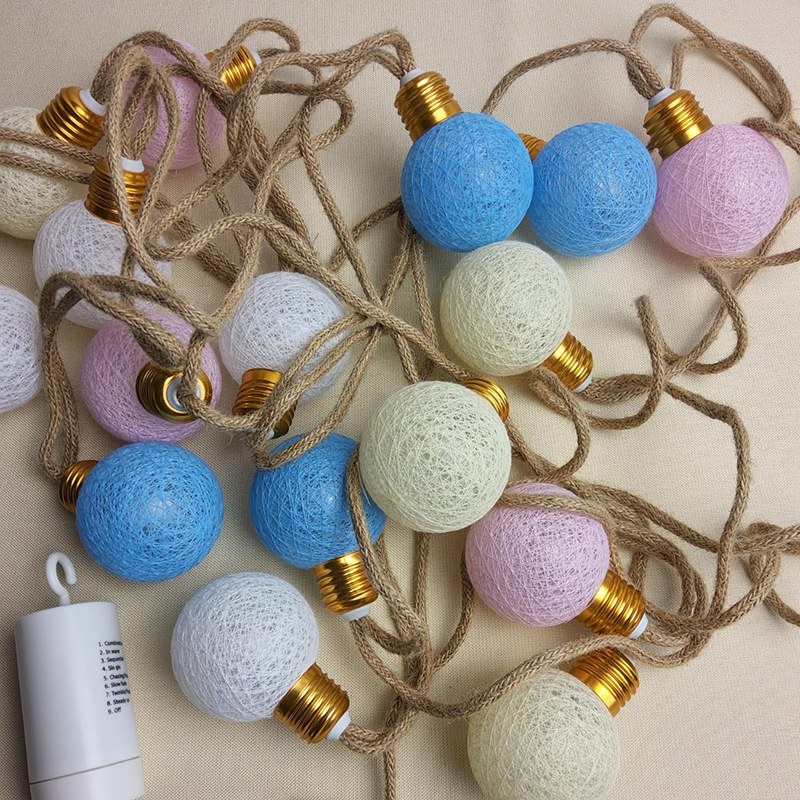 LED string light-cotton ball/8 functions
