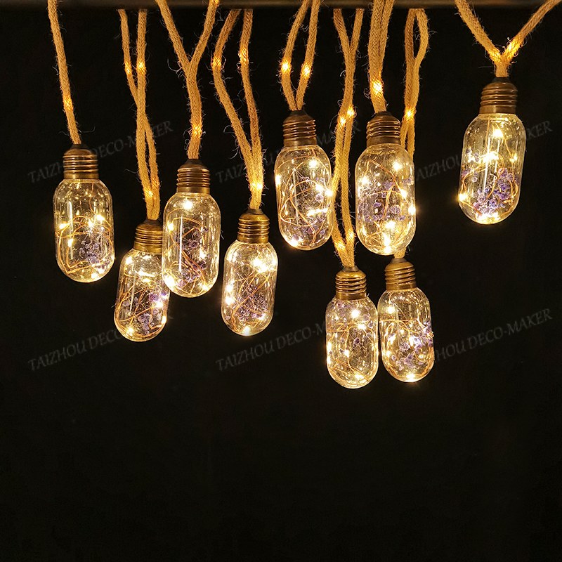 Hemp Rope string light-10 E27 Clear Bulb