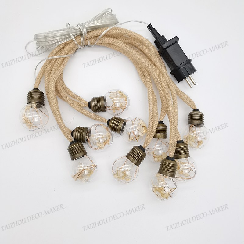 Hemp Rope string light-10 G45 Clear Bulb