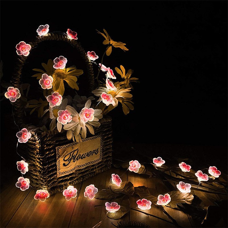 Peach blossom shaped copper wire string light-2AA