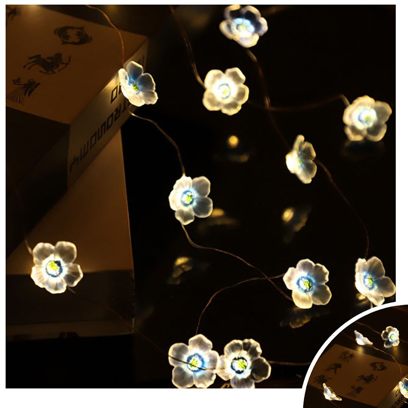 Peach blossom shaped copper wire string light-2AA