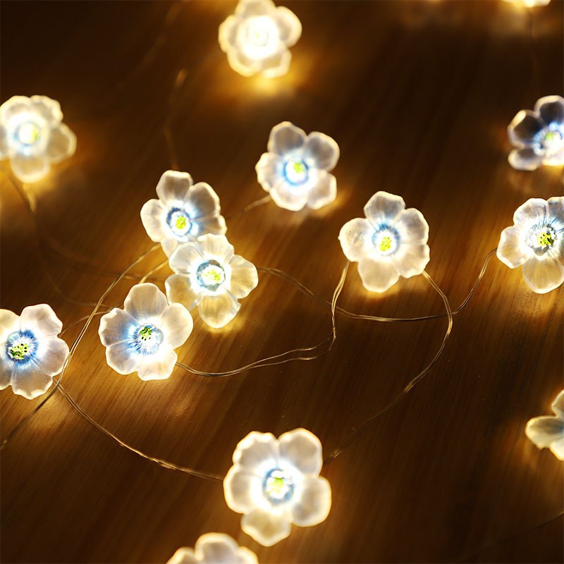 Peach blossom shaped copper wire string light-2AA