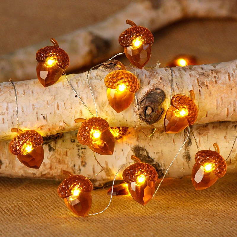 Acorn shaped copper wire string light-3AA/8 functions