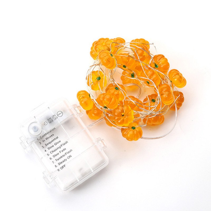 pumpkin shaped copper wire string light-3AA/8 functions