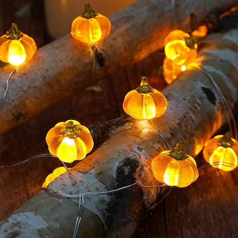 pumpkin shaped copper wire string light-3AA/8 functions