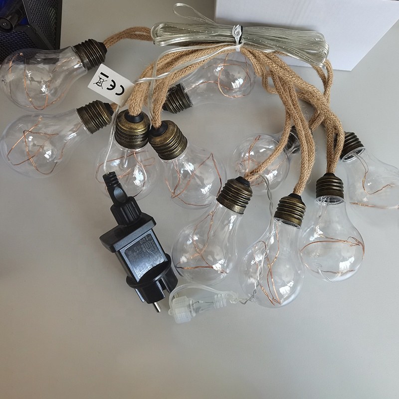 A60 Bulb hemp rope LED String Lights