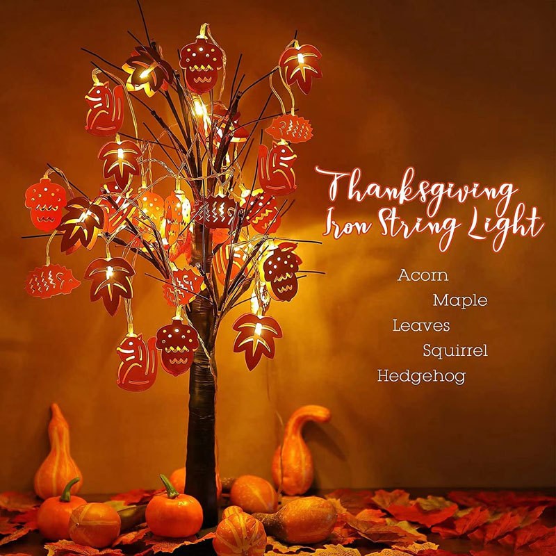 squirrel hedgehog acorn tree leaves shaped LED string light
