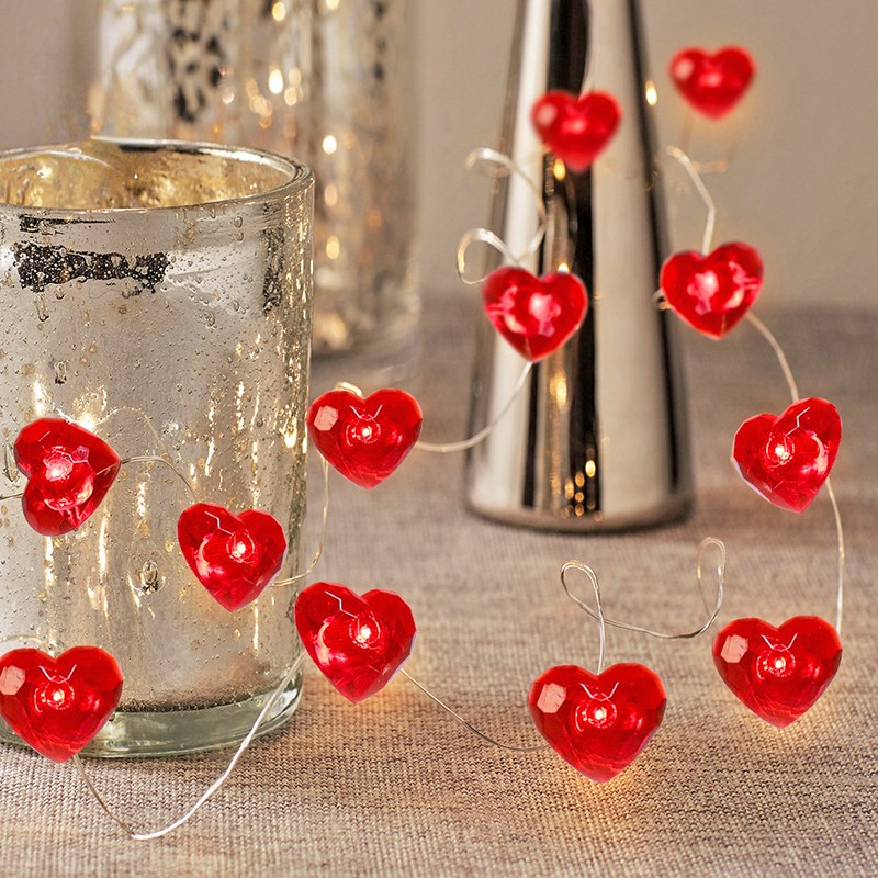 B Heart shaped Copper wire string light- 3AA battery box