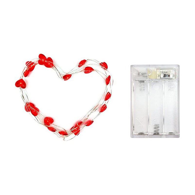 B Heart shaped Copper wire string light- 3AA battery box