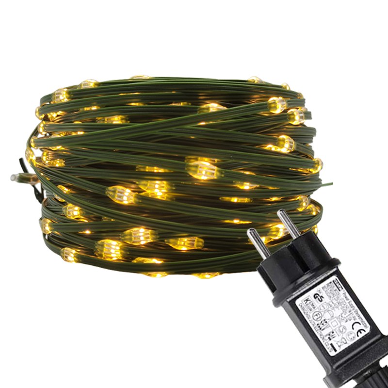green PVC copper wire string lights with transformer