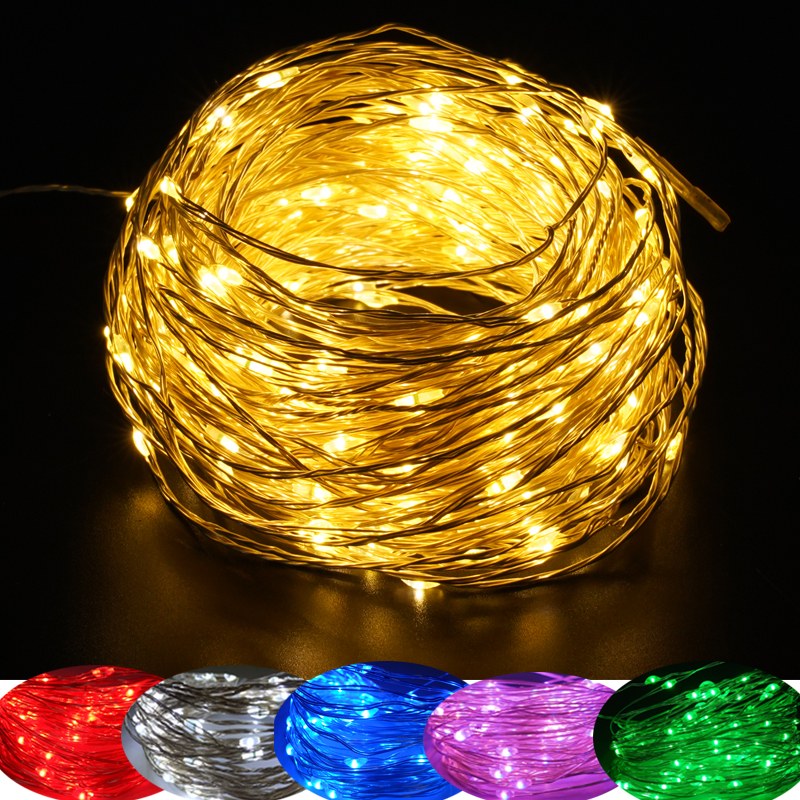 Battery box operated with remote four timers copper wire string lights