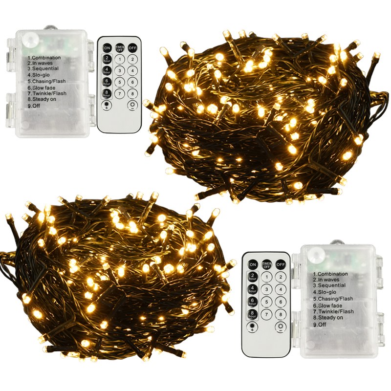 Battery box operated with remote four timer micro LED string lights