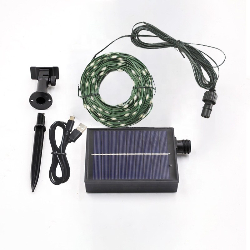 Solar Dual Purpose String Light With-Green PVC coated wire light