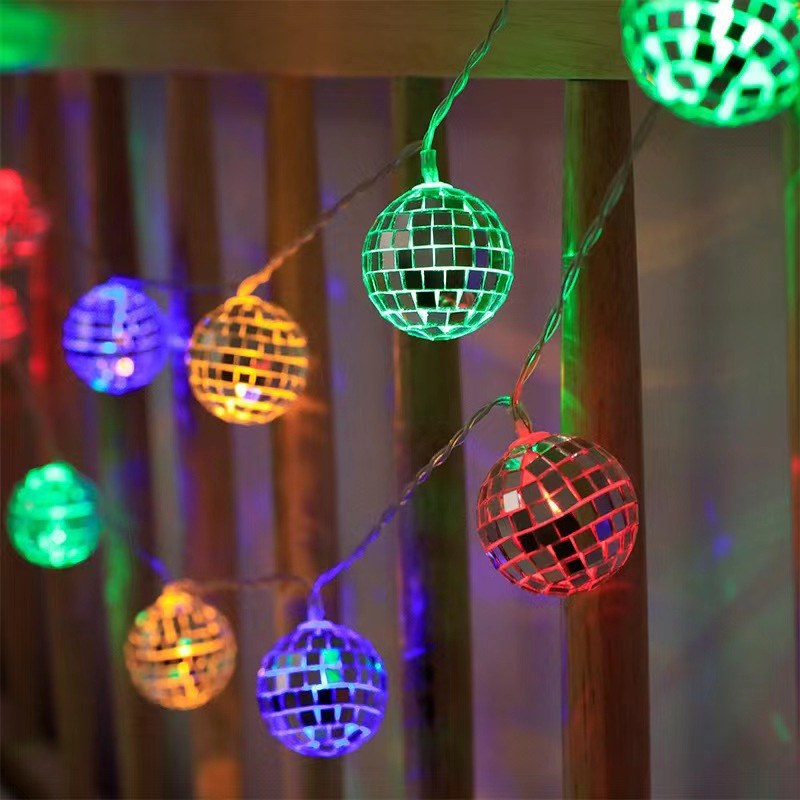 Mirror Disco Ball LED String Lights-multicolor