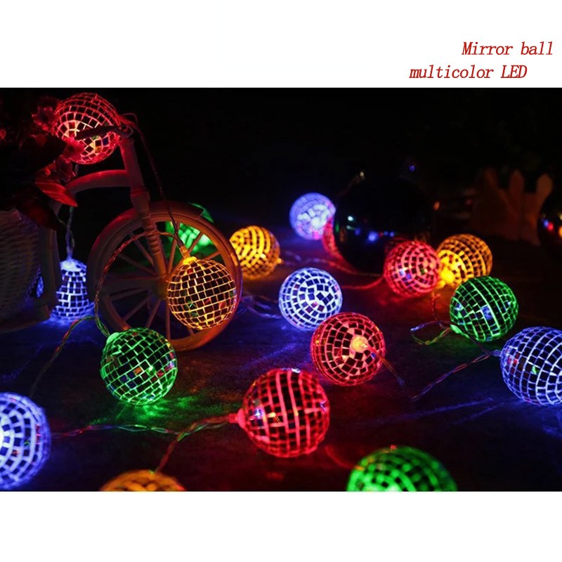 Mirror Disco Ball LED String Lights-multicolor
