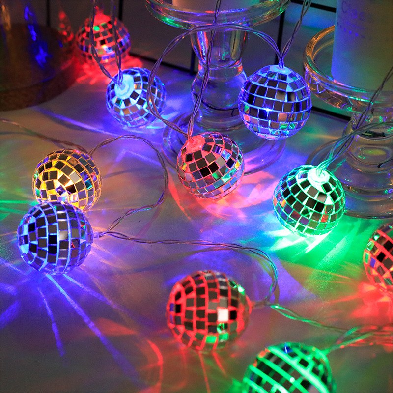 Mirror Disco Ball LED String Lights-multicolor