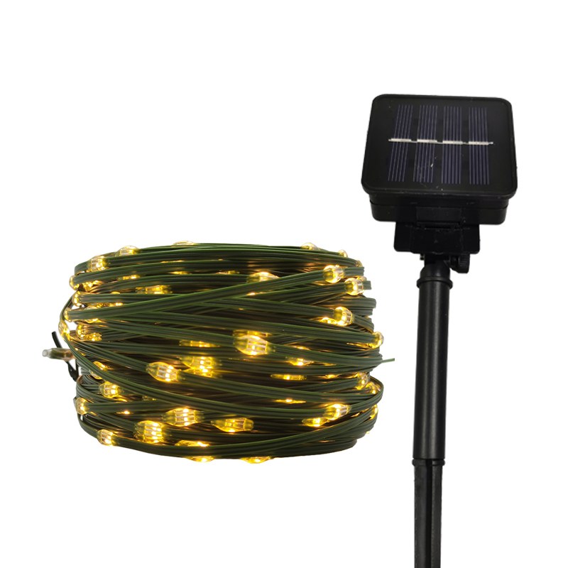Solar panel operated green PVC copper wire