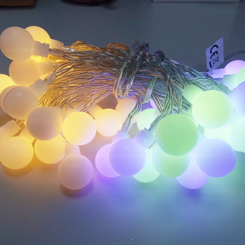 3 Times+4 Dimmer+11 Function transformer powered, warm white multicolor changing 3D WRGB PP ball string light