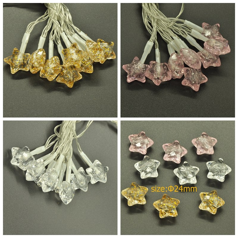 Battery powered crystal star decos starry string lights for Party Wedding Home Decoration