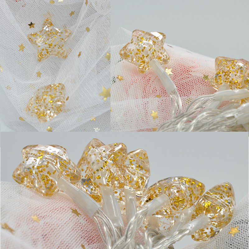 Battery powered crystal star decos starry string lights for Party Wedding Home Decoration