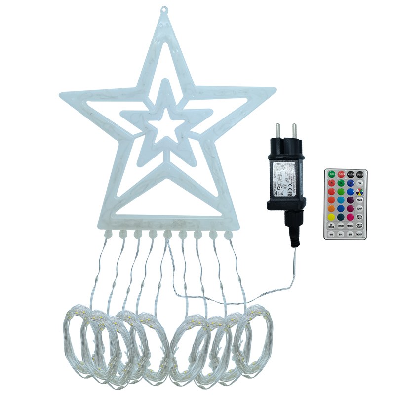 Double Star Curtain Light-RGB/PVC coated wire