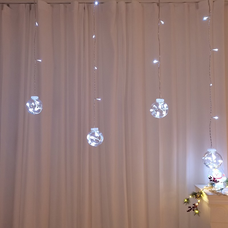 96L Wish Bal Icicle Lights-8 functions/white