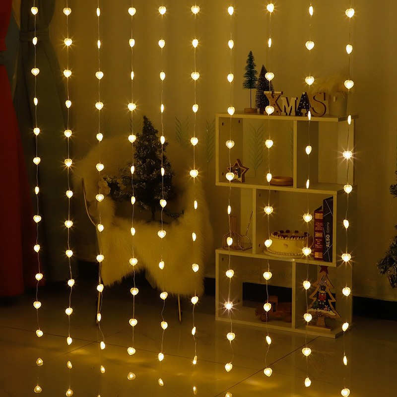 Heart curtain light-USB/PVC coated wire light