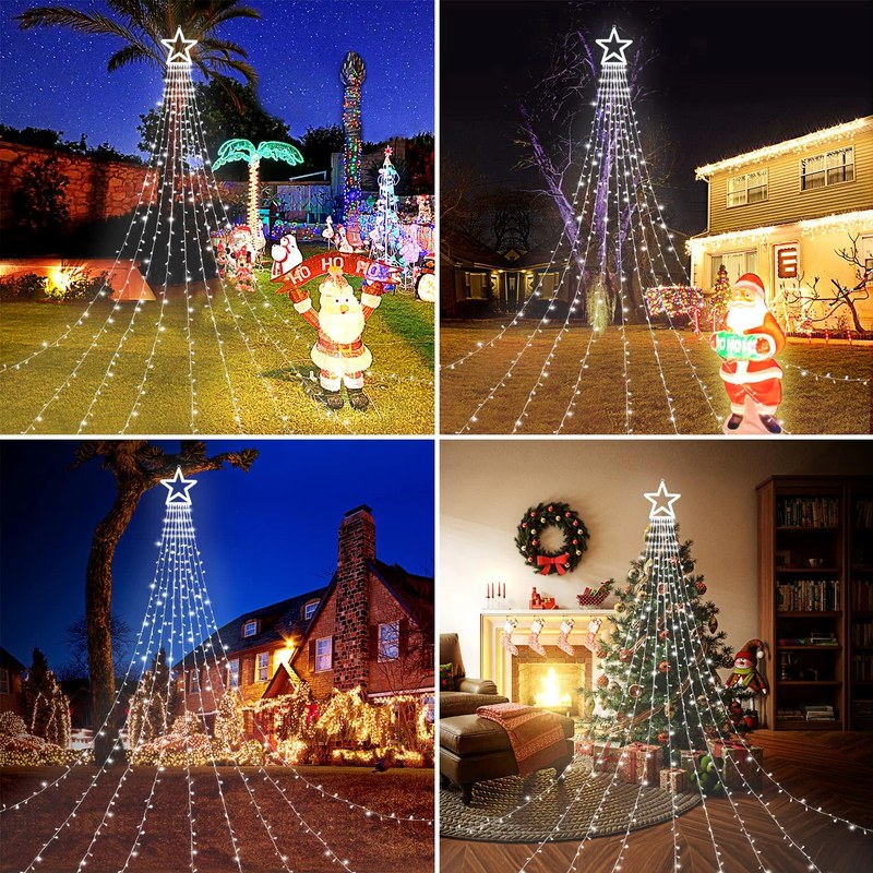 Christmas Tree waterfall curtain String Lights with remote control