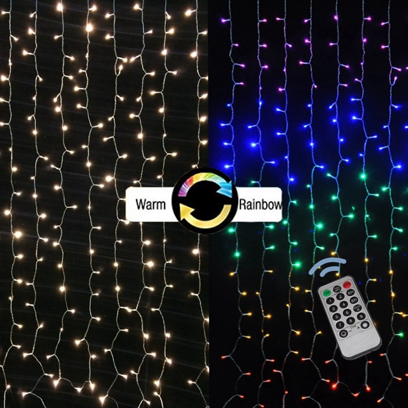 DL-3DWRGB series curtain light dual color warm white+ rainbow color switch