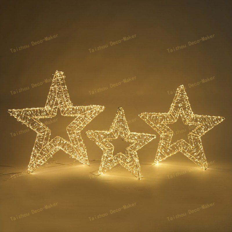 star metal frame with copper wire light