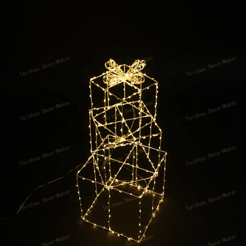 gift box metal frame with copper wire light