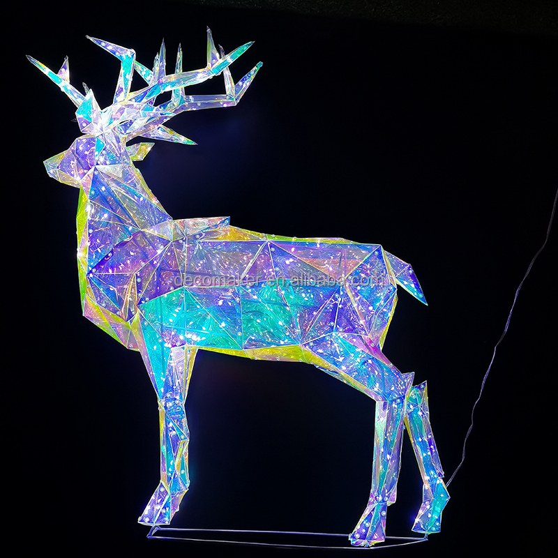 PVC 3D Fantasy Color Reindeer Sculpture Light
