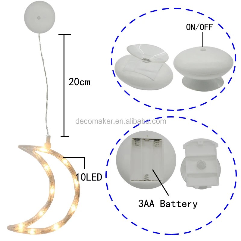 10 LED 20cm lead wire indoor hanging light sucker window decorative light battery powered star
