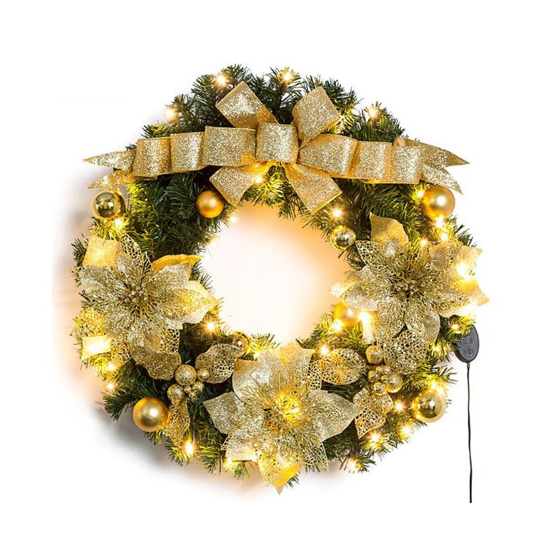 Home Decorative Lighted Gold Christmas Wreaths – YZ-80084