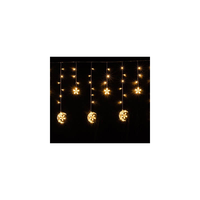 120LED star-moon curtain light 1.8×0.9m warmwhite