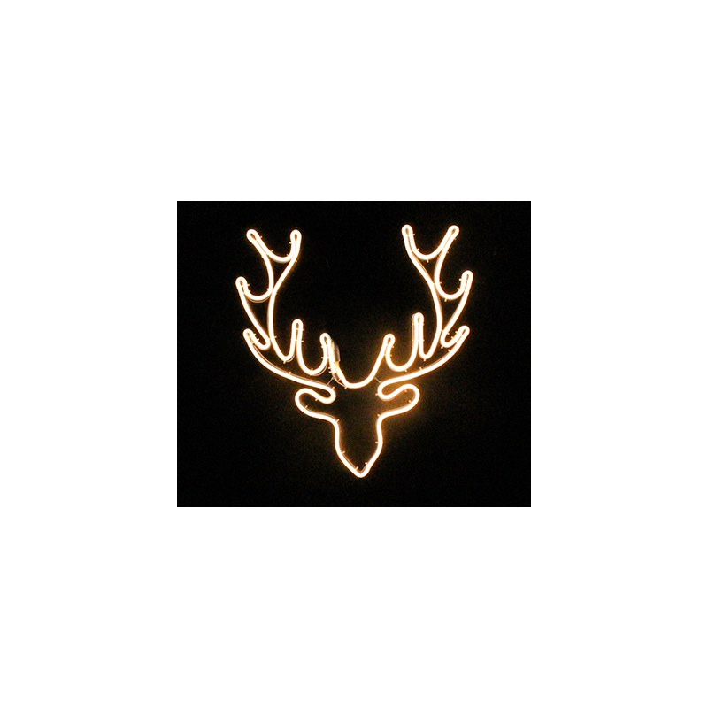 warm white neon light deer head