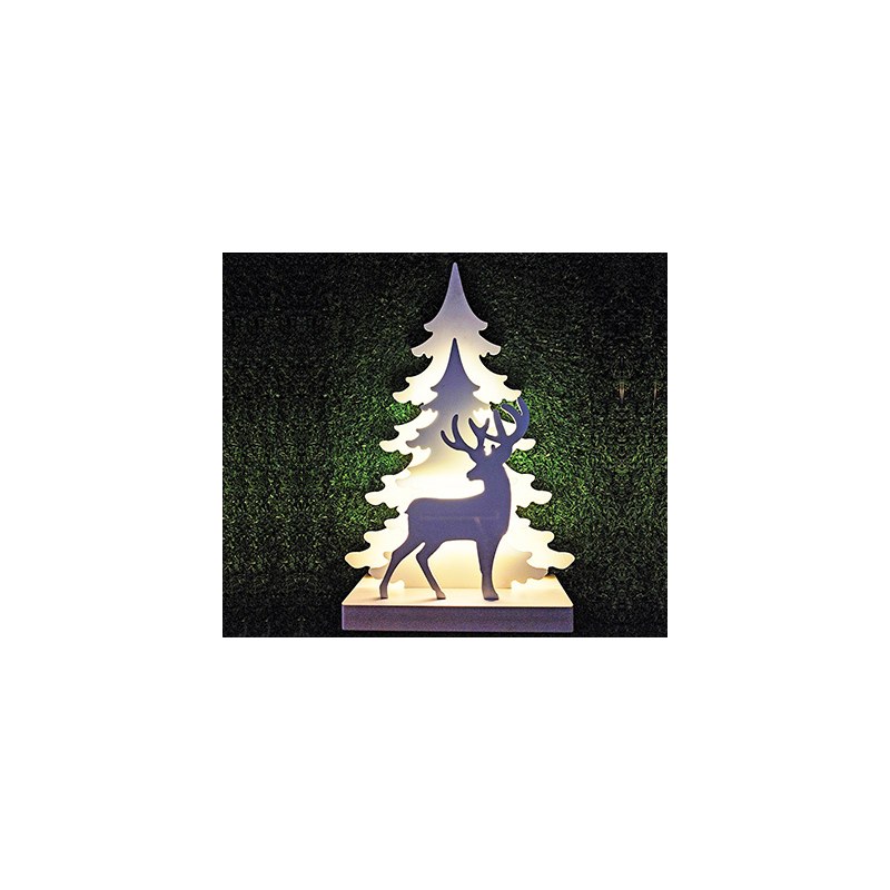 PVC board tree with deer 59LED size53x16x78cm