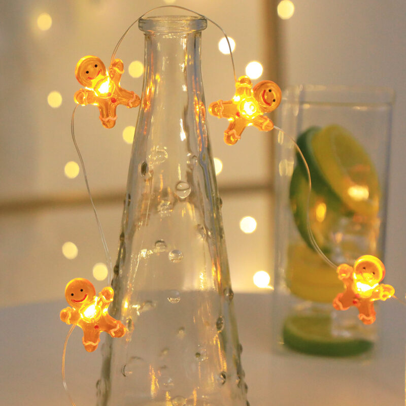 Copper wire LED lights gingerbread man