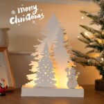 Wooden board tree with snowman 37x20cm – YZ-90124